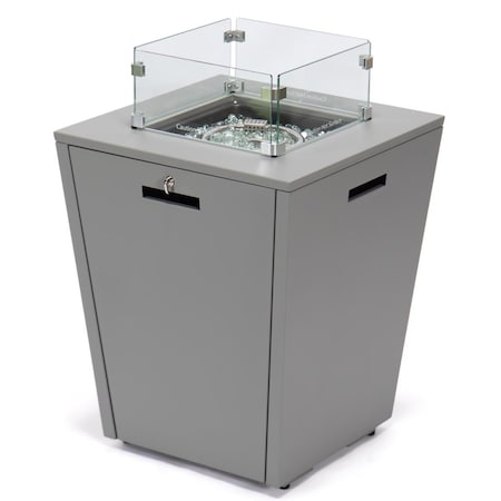 Patio Trasero 32.44 x 21.65 x 21.65 in. Chelsea Aluminum Patio Modern Propane Fire Pit Side Table, Grey PA2446548